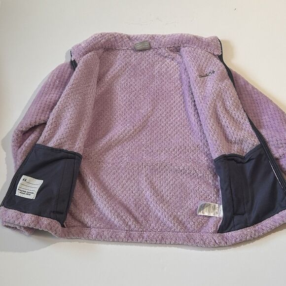 Columbia Fire Side Jacket Girls L Purple/ Lavender Full Zip Fleece Mock Neck - Picture 6 of 15